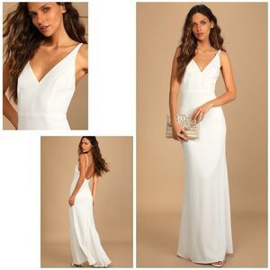 Lulus Love & Happiness Wedding Dress White Button Back Mermaid NWT Size S